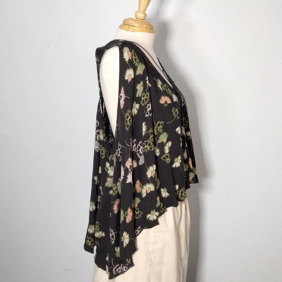 Free People Splitback Black Floral Swing Top - Picture 4 of 6